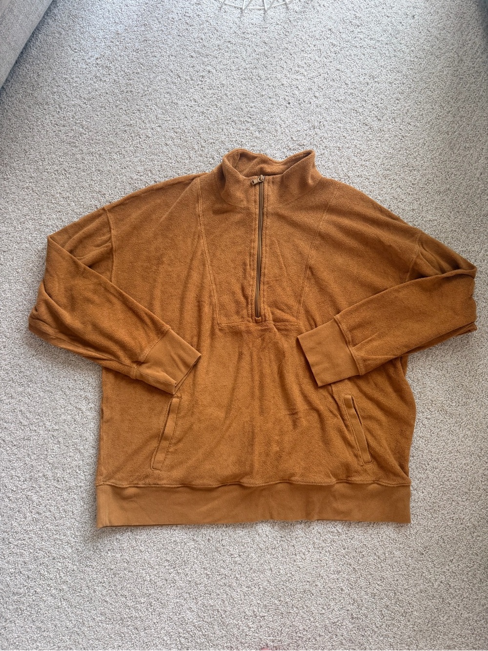aerie Half-Zip Pullover Sweatshirt - Rust Brown